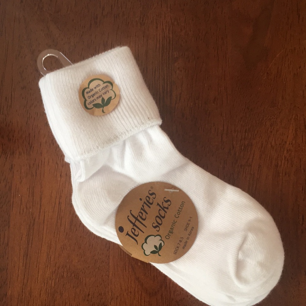 NWT three-pack Jefferies organic cotton white socks